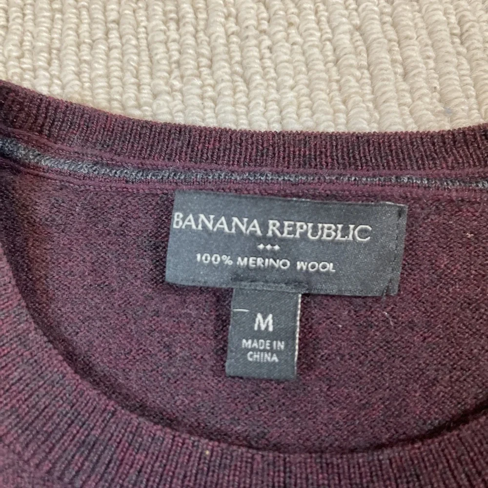 Banana Republic Sweater Mens Medium Striped Merino Wool Knit Crewneck Pullover